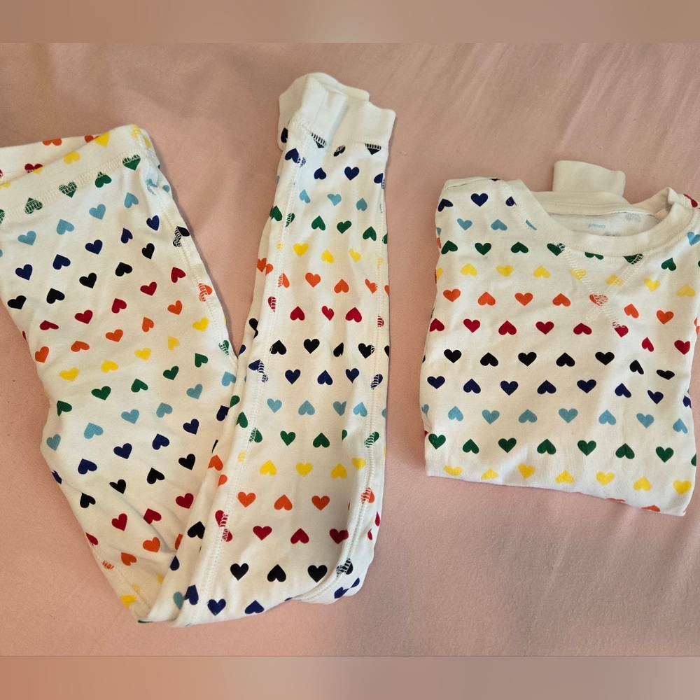 Primary Heart Print Pajama Set Size 8-9